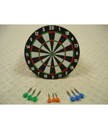 Double sided metal rimmed dart board set with 9 darts (darts made in eng... - $47.94 CAD