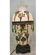 Vintage. Floral. Hand Painted. Gone With The Wind Hurricane Glass  Lamp.... - $142.62 CAD