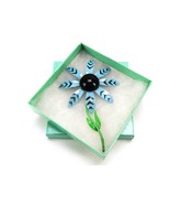 Blue Daisy Brooch Pin, Painted Base Metal, Vintage Fashion Accessory JWL... - $9.75