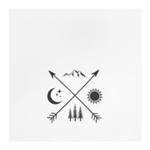 Personalized Tea Towel with Mountain, Moon, Sun, and Forest Symbol Print - £19.35 GBP