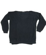 Boohoo Waffle Knit Sweater Pullover Sexy V-Neck Black Size L - $28.79 CAD