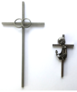 2 - Christian Crosses Wedding Rings Child First Communion Silver Metal - £13.68 GBP