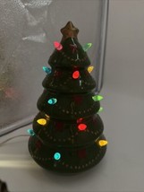 Ceramic Light Up Christmas Tree Lamp Vintage Style Pegs 11&quot; WORKS Retro ... - £28.21 GBP