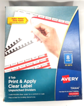 Avery 11444 8 Tab Unpunched Clear Label Dividers 25 Sets - $50.00