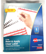 Avery 11444 8 Tab Unpunched Clear Label Dividers 25 Sets - $953.72 MXN