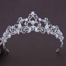 Unique Light Blue Crystal Bridal Tiaras Crown Princess Rhinestone Pageant Crowns - £13.88 GBP