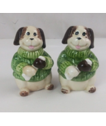 Vintage GKRO Dogs In Sweaters With Bones 3.75&quot; Salt &amp; Pepper Shakers - $13.80 CAD