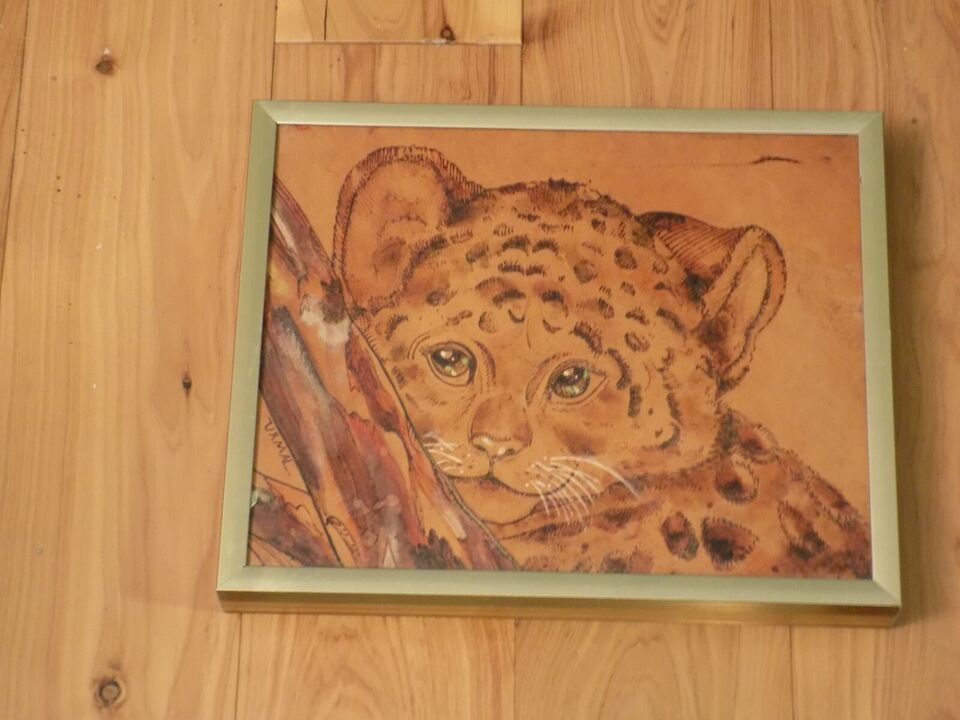 Primary image for It's The Art Company Mona Hudson Carved Leather Leopard Cub Framed Wall Picture