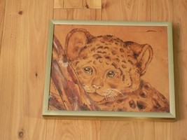 It&#39;s The Art Company Mona Hudson Carved Leather Leopard Cub Framed Wall ... - $24.75