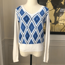 Tommy Hilfiger Y2K Preppy Argyle Cropped Knit Top Sweater M L - $401.76 MXN
