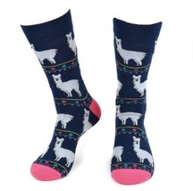 Men&#39;s Hipster Navy Blue Alpaca Animal Novelty Trouser and Dress Socks - £15.55 GBP