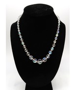 Vtg Aurora Borealis Faceted Crystal Graduated Bead Necklace Silver Toned... - $556.74 MXN