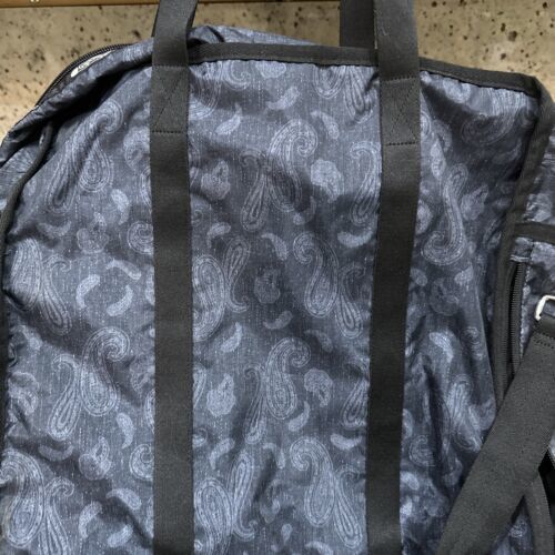 Lesportsac Gabrielle Box Tote Bag Paisley Charcoal Grey XL Bnwot Beauty