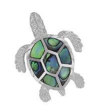 Sterling Silver Abalone Shell Turtle Pendant - £96.65 GBP