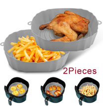 2Pcs Air Fryer Silicone Pot Non-Stick Safe Oven Baking Tray  Baskets Liners  - £8.99 GBP