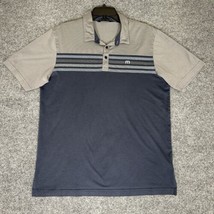 Travis Mathew Polo Shirt Mens Large Blue Grey Golf Striped Short Sleeve ... - £12.27 GBP