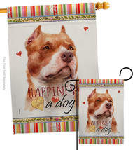 Fawn Pitbull Happiness Flags Set Dog 28 X40 Double-Sided House Banner - £39.59 GBP