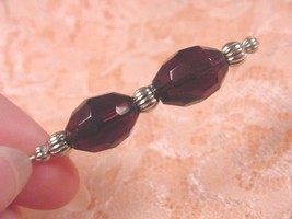 (U65-m) faceted purple Amethyst glass silver beaded hatpin Pin hat pins JEWELRY - £8.30 GBP