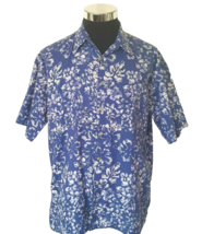 Campia Moda Island Casual Men&#39;s Size Large Blue &amp; White Aloha Hawaiian Tropical - £15.49 GBP