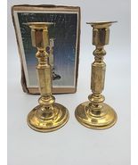 2 Vintage Brass Candlesticks 6 3/4&quot; Tall See Pictures Retro Cottage Deco... - €16,31 EUR