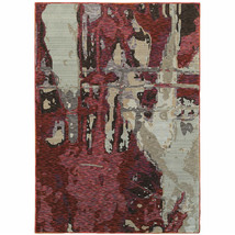 10' X 13' Red and Beige Abstract Power Loom Area Rug - €1.514,80 EUR