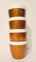 Vintage West Bend Thermo Serv Copper &amp; White 3&quot; Cups Mugs Hot or Cold Set of 4 - $22.76