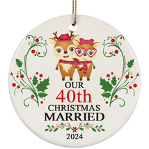 Our 40th Years Christmas Married Ornament Gift 40 Anniversary &amp; Cute Deer Couple - £11.82 GBP