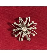 Silvertone &amp; Rhinestone Flower Brooch J226 - $17.64 CAD