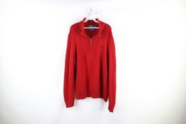 Vintage 90s Ralph Lauren Mens XL Faded Cotton Knit Half Zip Pullover Sweater Red - £47.58 GBP