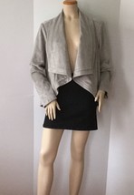 H by Halston Light Gray Open Front Faux Suede Jacket (Size L) - $29.95