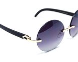 Luxe Diplomat Rimless Round Metal &amp; Wood Grain Frame Sunglasses (Rose Go... - £11.52 GBP