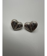 Vintage Sterling Silver Textured Heart Stud Earrings 2.4cm - $39.60