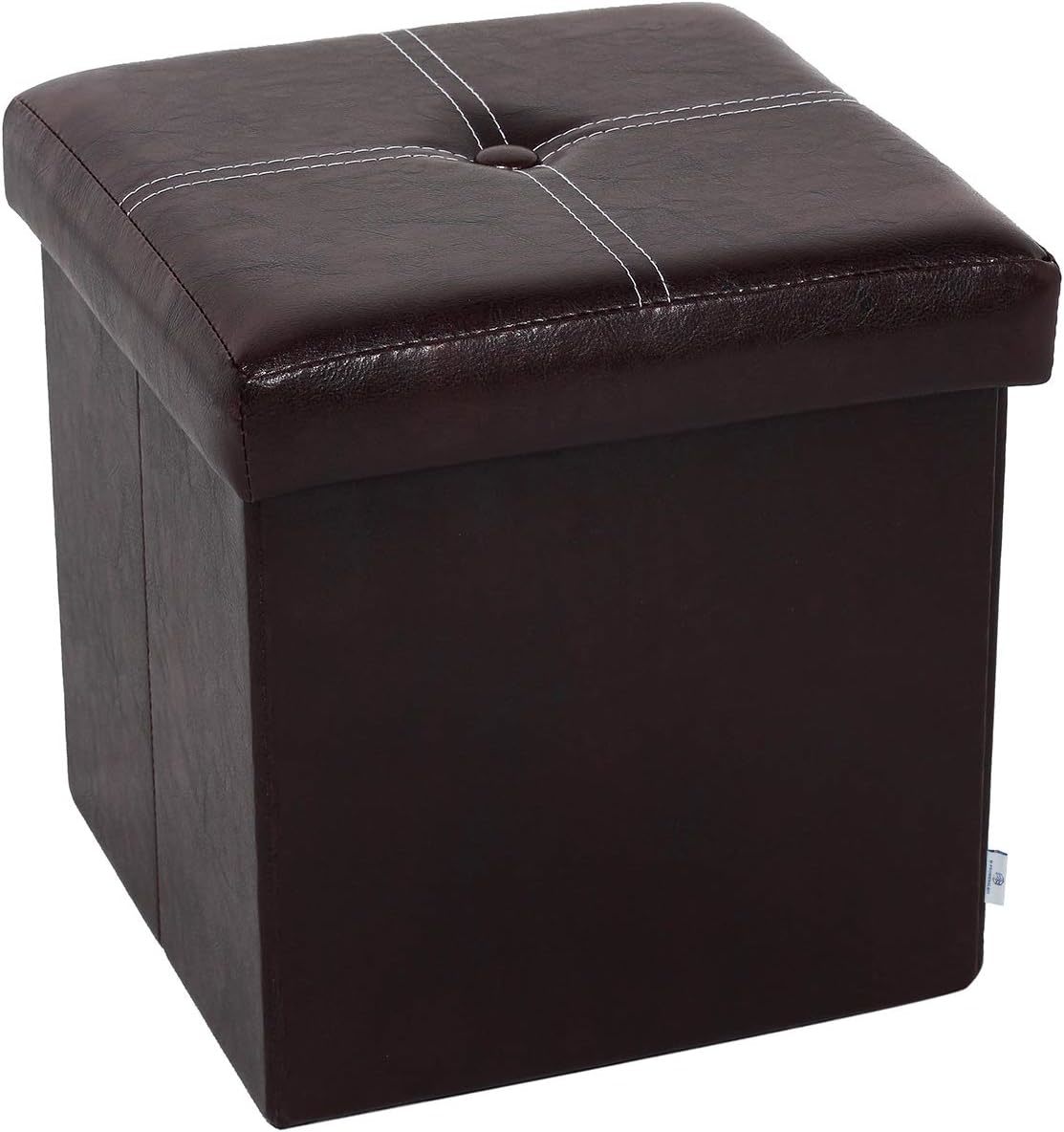 B Fsobeiialeo Folding Storage Ottoman, Faux Leather Footrest Seat Coffee... - $39.99