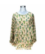 Montana West Cactus Print Poncho Cover Up Casual Beach Pool Fashion Tan ... - £22.51 GBP