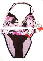 Gossip Brown &amp; Pink Floral Halter Bikini &quot;Let&#39;s Get Distressed&quot; Sz Medium NWT$70 - £35.29 GBP