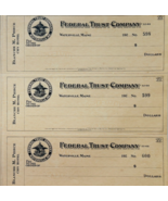 1920 Federal Trust Checks Lot of 3 City Hotel Waterville Maine 598-600 F... - $562.22 MXN