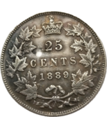 25 centavos de Canadá de 1889 - retrato laureado de la reina Victoria, e... - $18.69 CAD