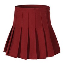 Women Short Mini Pleated versatile Tennis Sports Skirts (Wine red) - £19.89 GBP