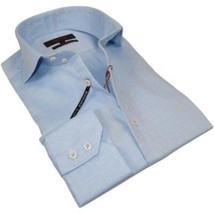 Men's Axxess Turkey Shirt 100% Egyptian Cotton High Collar 224-02 Blue Pique image 2