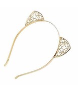 Princess Hollow Bezel Gold Heart Cat Ear Crown Tiara Headband Rhinestone... - £3.71 GBP