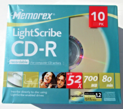 Memorex Lightscribe CD-R disk 10 Pack Set Compact Disc New Recordable “NEW” - £14.34 GBP