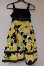 Justice Sleeveless Dress Girls Size 14 Yellow and Black flowers Belted - £13.44 GBP