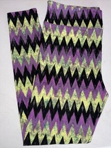 NWT LuLaRoe TC (12-18) Witch Please Purple Green Black Chevron Halloween Legging - £27.86 GBP