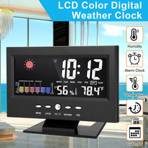 LED Digital Alarm Clock Snooze Color Screen Calendar Thermometer Weather Display - £17.94 GBP