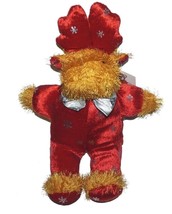 Plush Appeal Reindeer Moose Red Suit Snowflakes Plush Stuffed Animal Lovey - £11.78 GBP