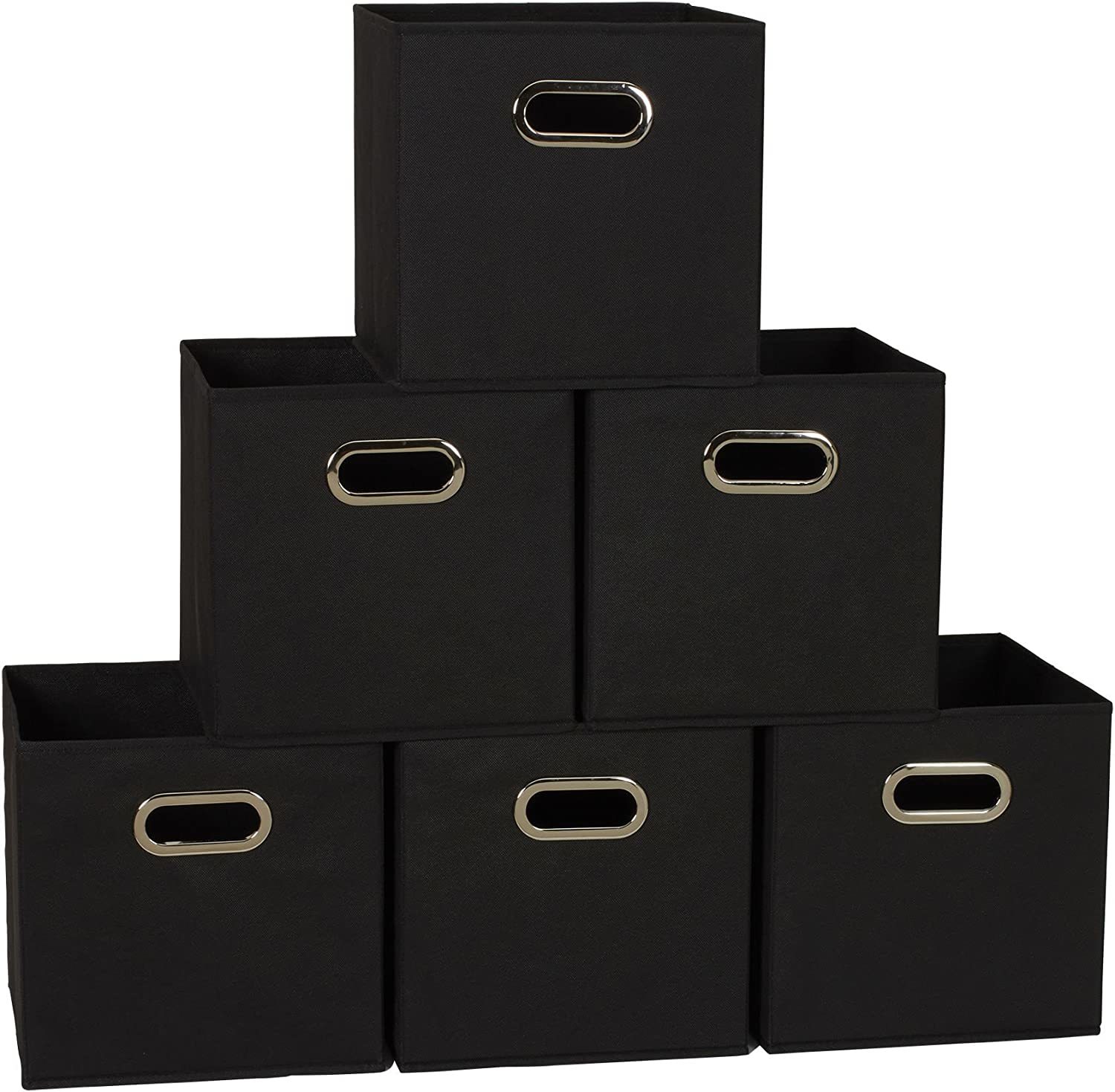 Black Set Of 6 Cubby Cubes With Handles From Household Essentials 80-1 Foldable - $37.93