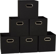 Black Set Of 6 Cubby Cubes With Handles From Household Essentials 80-1 Foldable - £30.54 GBP