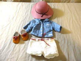 American Girl Tenney Picnic Outfit Shorts with Belt  Top  Shoes  and Hat - £35.54 GBP