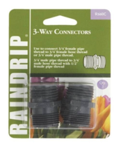 Raindrip R660CT Drip Irrigation 3-Way Connector 3/4&quot; Threaded Black 2PK.... - $29.70