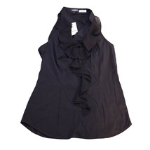 Express Shirt Women Small Black Casual Lightweight Ruffle Sleeveless Str... - $22.65